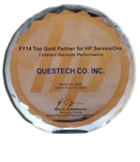 Top Gold Partner for HP Service One (Contract Services Performance) Award